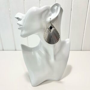 Silver Black Thread Teardrop Earrings